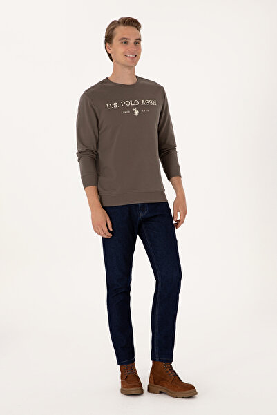 U.S. Polo Assn. Erkek Regular Fit Bisiklet Yaka Vizon İnce Basic Sweatshirt 50313743-VR052