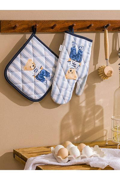 LC Waikiki Mixed Bear Teddy Printed Oven Mitts and Tutaç