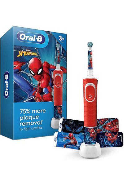Oral-B فرشاة أسنان كهربائية للأطفال برسومات سبايدرمان من مارفل، للأطفال من عمر 3 سنوات فما فوق