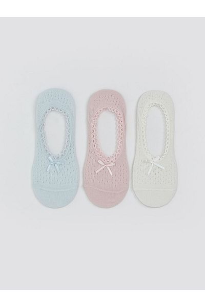 LC Waikiki Blue Self Patterned Women's Ballerina Socks 3-Piece