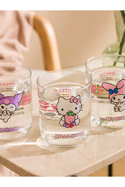 LC Waikiki Karişik Hello Kitty Baskılı Cam Su Bardağı 3'lü 350 ml