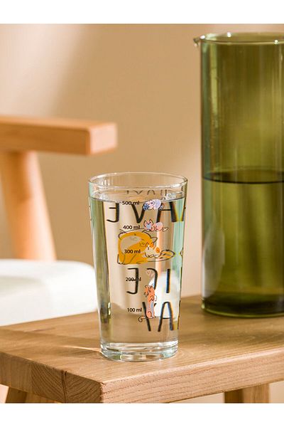 LC Waikiki Mixed Cat Printed Glass Cup 500 ml