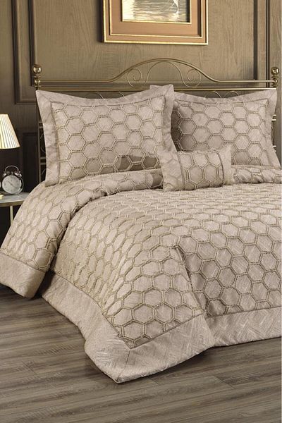 Çeyiz Diyarı Deste Filled Cotton Double Bedspread Cappucino