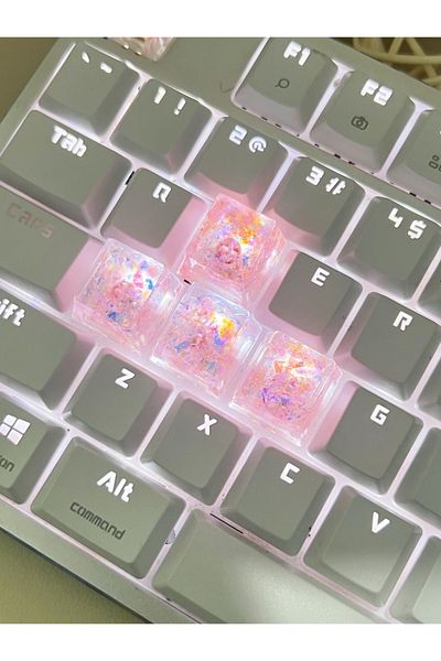 Choice Pink 4Pcs High Quality Hot Sale Colorful Translucent Key Caps Cross Shaft Mechanical Keyboard Keycap