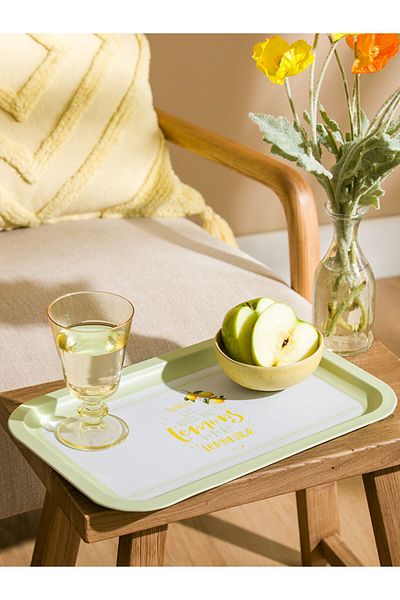 LC Waikiki Mixed Lemon Printed Metal Tray 35 cm