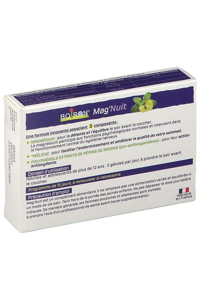 Boiron Homeopathic Supplement, Boiron, Mag'Nuit, Sleep Well with Polyphenols and Magnesium, 30 capsules