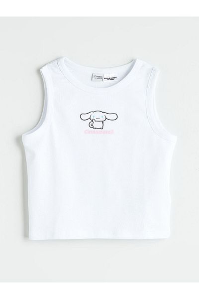 LC Waikiki White Crew Neck Cinnamoroll Printed Girls' Tank Top and Shorts