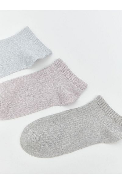 LC Waikiki Ecru Shiny Look Women's Booties Socks 3-Piece