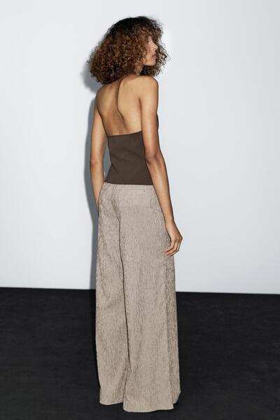 Massimo Dutti Dokulu çok çizgili pantolon