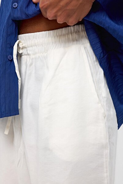 VAMOSCLO oversized Λινό σορτς Λευκό