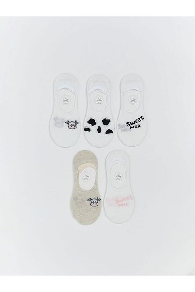 LC Waikiki New Season Printed Women's Ballerina Socks 5 Pack - S5Eh29Z8