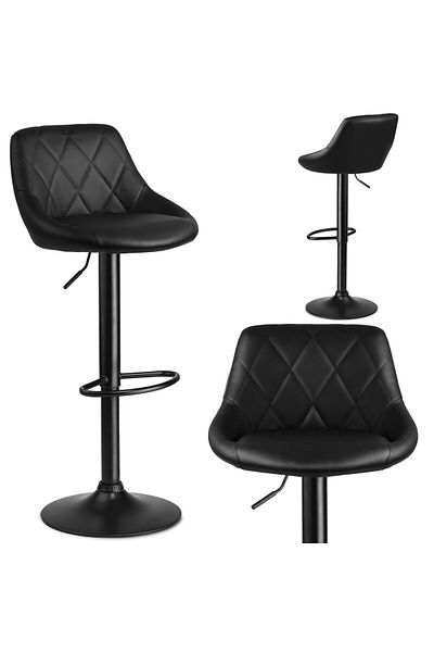 shumee Nerra black bar stool with black backrest and base