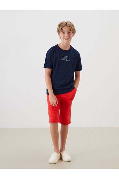 LC Waikiki Navy Blue Crew Neck Boy's T-Shirt