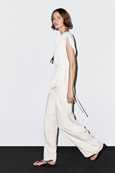 Massimo Dutti Duble pensli geniş paça pantolon