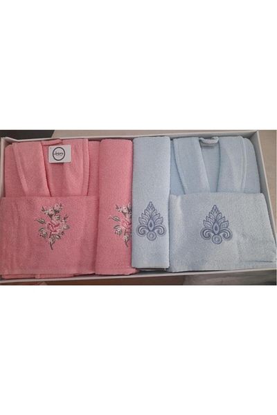 Çeyiz Diyarı Σετ οικογενειακής ρόμπας Ardora Bukle Pomegranate Blue
