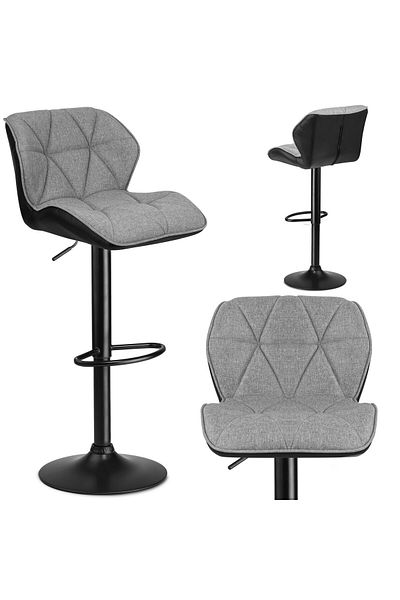 shumee Castel bar stool with backrest, black and gray
