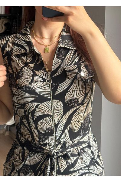 Qenz Salopetă cu model de frunze - kaki