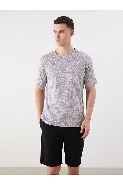 LC Waikiki Beige Crew Neck Printed Combed Cotton Men's T-Shirt
