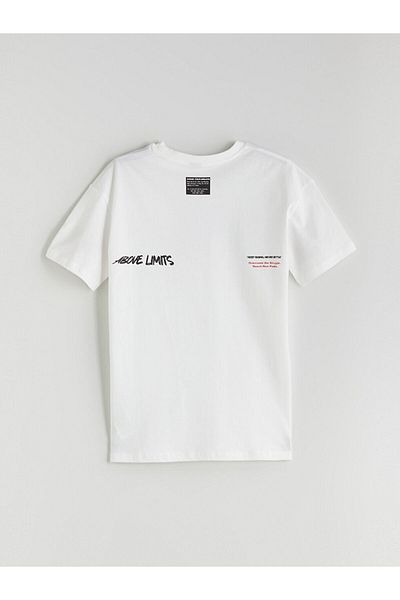 LC Waikiki Ecru Crew Neck Boy's T-Shirt