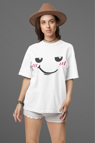 ArtYus Tricou unisex pentru bărbați/femei cu fața zâmbitoare colorată B cu im...