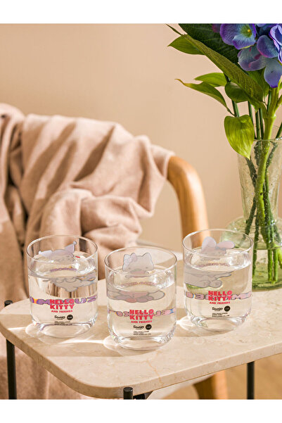 LC Waikiki Karişik Hello Kitty Baskılı Cam Su Bardağı 3'lü 350 ml