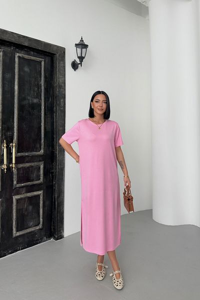 MOZENA Modal Fabric Side Slit Basic Dress