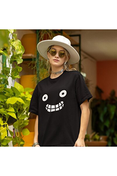 ArtYus Unisex Bărbați/Femei Smiley Face Colorat cu imprimeu supradimensionat bumbac 100% bucăți tricou