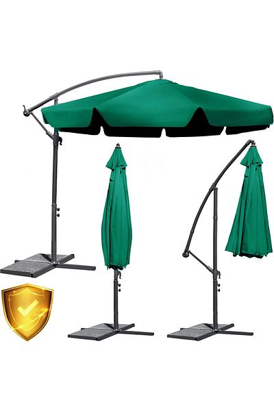 shumee Umbrelă de grădină pliabilă cu 8 segmente verde 350 cm