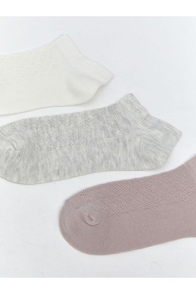 LC Waikiki Ecru Women's Flat Booties Socks 3-Piece
