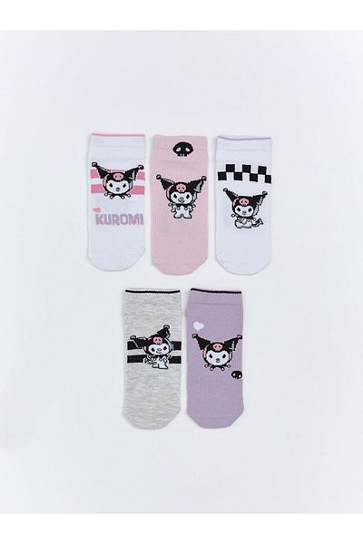 LC Waikiki White Kuromi Patterned Girl's Booties Socks 5-Piece