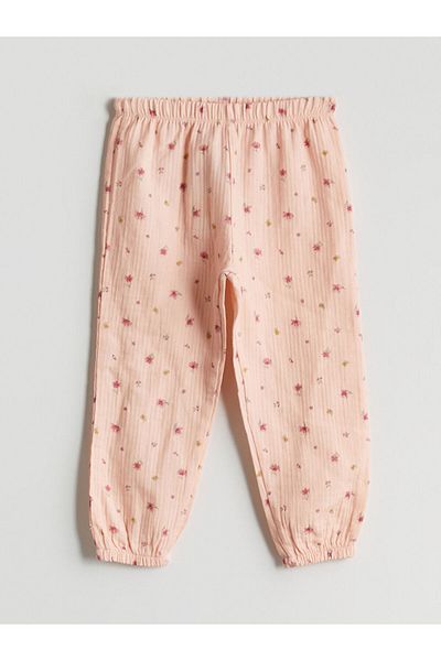 LC Waikiki Pink Elastic Waist Floral Girl's Pajama Bottom