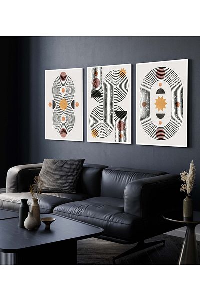 Hagen Pictură de perete cu aspect de cadru Pictură boemă Picturi de bucătărie Pictură din 3 piese Pictură modernă Calitate premium
