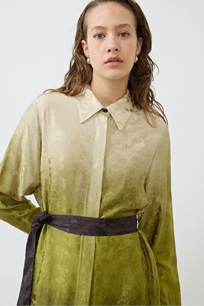 TERZİ DÜKKANI ДЕГРАДЕ РАЙОН ВИСКОЗНА РЪКАВНА РОКЛЯ ЗЕЛЕНА