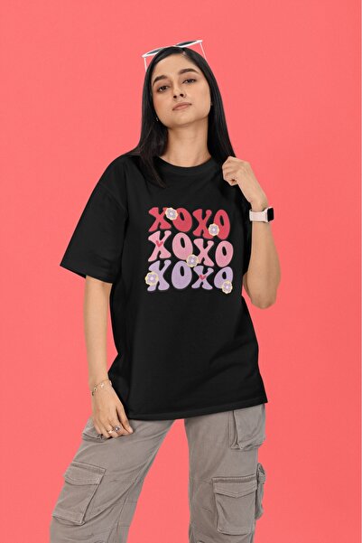 ArtYus Unisex Bărbați/Femei XOXO Colorat cu imprimeu supradimensionat bumbac ...