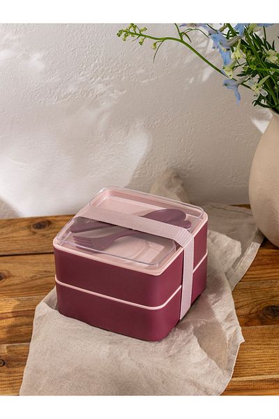 LC Waikiki Light Plum Plastic Compartment Storage Container