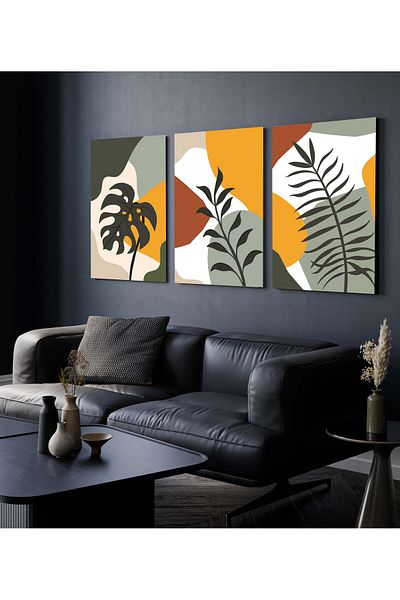 Hagen Tablou de perete Tablouri de bucătărie cu aspect de cadru Tablou din 3 piese Tablou boem Tablou modern Calitate premium