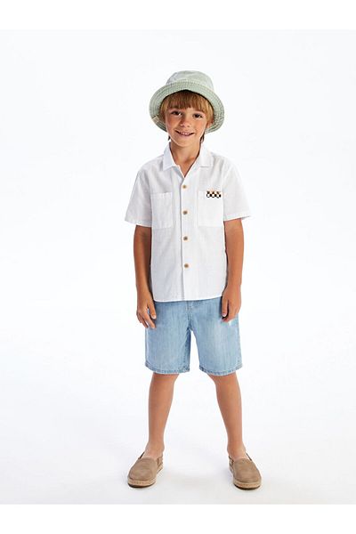 LC Waikiki White Short Sleeve Printed Boy's Shirt