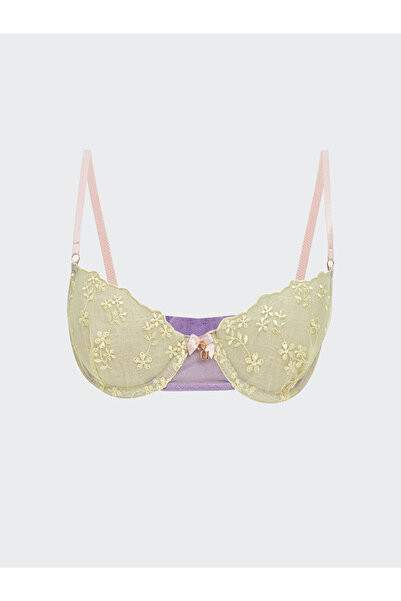 LC Waikiki Yellow Wired Unpadded Embroidered Fancy T-Shirt Bra