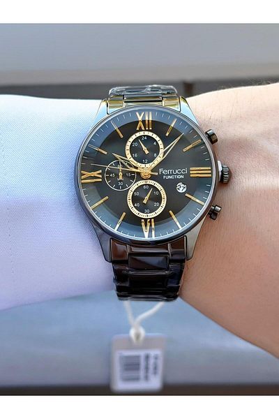 Ferrucci Men's Smoked Color Metal Cord Wrist Watch