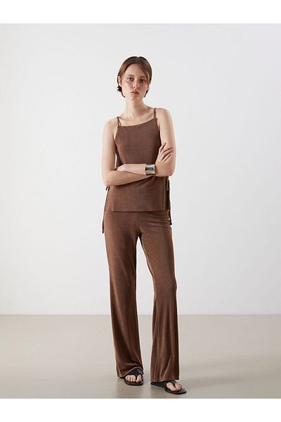 LC Waikiki Brown Elastic Waist Women's Trousers