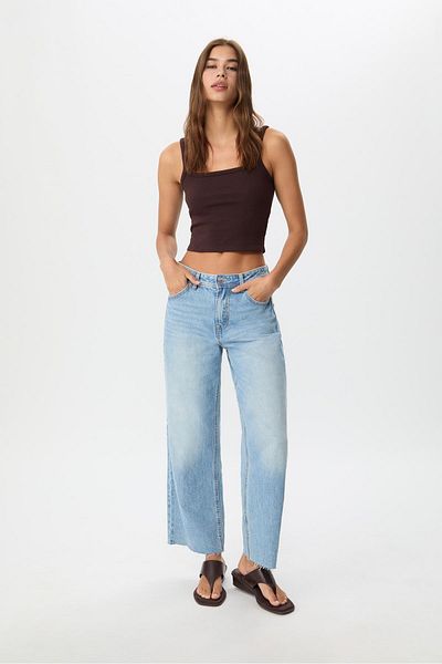 Stradivarius D96 cropped straight-fit jeans