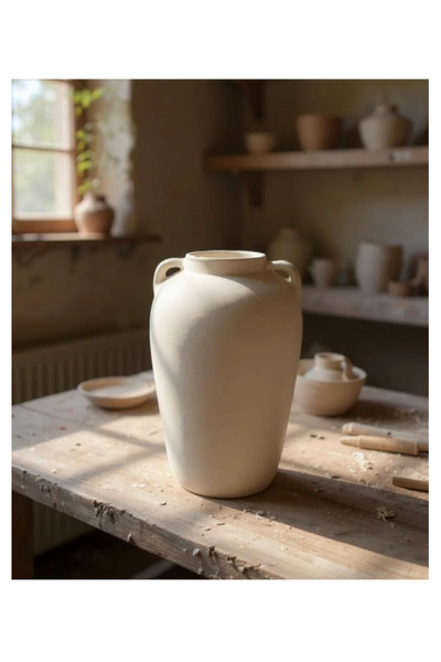 BAYRAMPASAHOBİM Ham Seramik Kulplu Küp Vazo