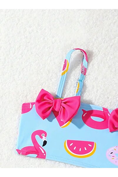 3b kids unicornn bebek mayo bikini takımı şapkalı korumalı 3lü set