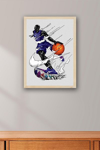 Saturn Kyrie Irving Framed Painting - Basketball Nba Poster Painting