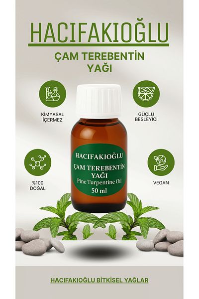 HACIFAKIOĞLU Pine Turpentine Oil Cold Pressed Pure and Natural 50 ml
