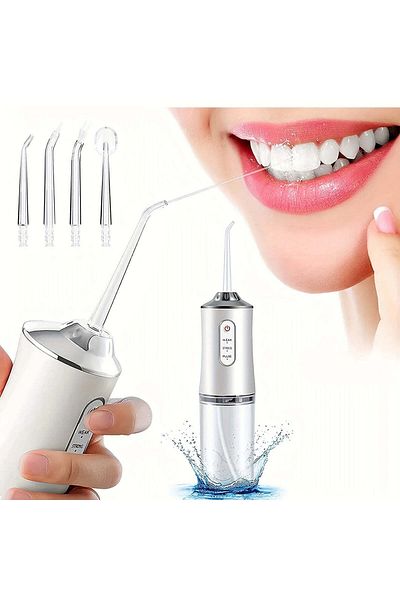 divendi-ro Irigator oral pentru duș bucal, profesional, 4 accesorii și 3 moduri de curățare, 220 ml - alb