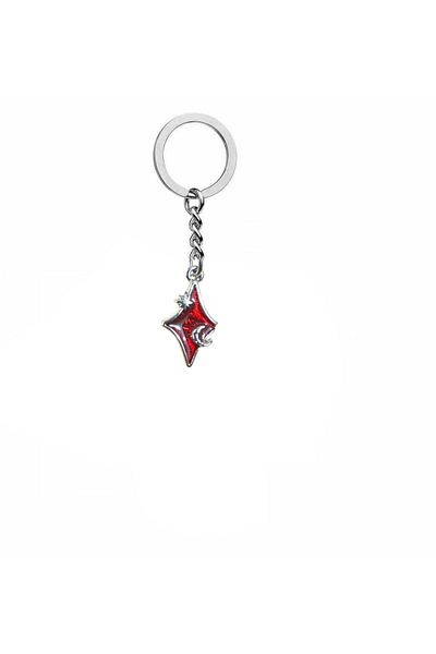 Herşey Nota Gothic Red Star Unisex Zamak Plated Keychain – the Key of Power and Dark Aesthetics
