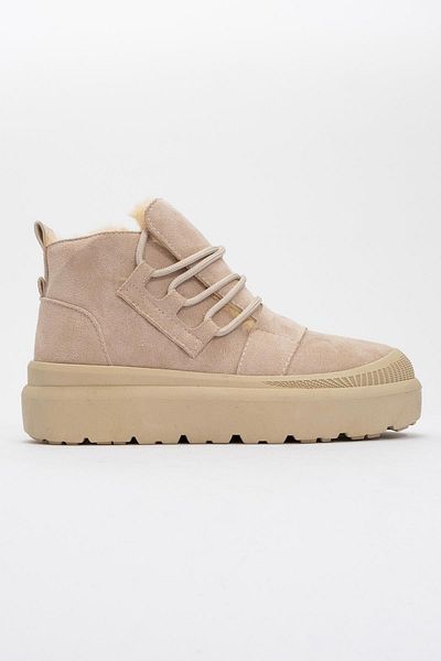 CCWAY AYAKKABI Women's Boots with Fur Inside Beige