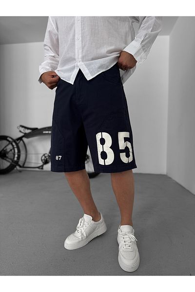 BYBASICMAN Navy Blue 85 Printed Shorts C-2437