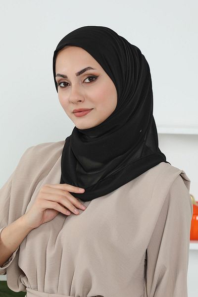 Aisha's Design Set of 2 Combed Cotton Inner Bonded Chiffon Shawl, Ps-46Set